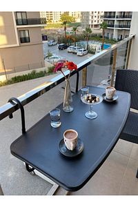 Pratik Balkon Masası, Askılı Balkon Masası, Katlanabilir Masa 40x80 Cm ürün fotoğrafı