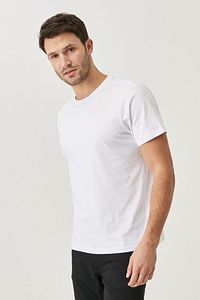 Erkek Beyaz-lacivert-siyahhaki-gri Melanj Slim Fit Bisiklet Yaka %100 Pamuk 5'li Basic Tişört Paketi ürün fotoğrafı