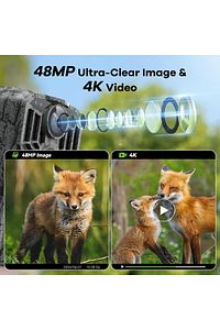 Trail Oyun Kamerası - Gece Görüşlü 4K 48MP Av Kamerası 0.1s Tetik Hareket Aktif ürün fotoğrafı