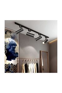 Siyah Kasa Ve Günışığı 4 Adet 270 Derece Dönen Led Ray Spot Lamba 1 Metre Raylı Armatür ürün fotoğrafı