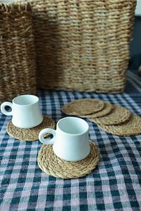 6 Adet %100 Doğal Hasır El Örmesi Bardak, Kupa, Mum Altlığı Yuvarlak 10 Cm Glrshop ürün fotoğrafı