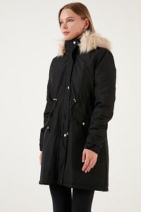 Regular Fit Suni Kürklü Sabit Kapüşonlu Parka PARKA 6403346 ürün fotoğrafı