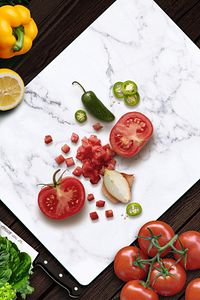 Cam Kesme Tahtası Ve Sunum Tablası | Beyaz Mermer Görünümlü | 30cm X 40cm ürün fotoğrafı
