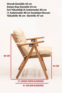 Minderli Loretta Masa Sandalye Seti 2+1 Ahşap Bahçe Balkon Teras Katlanır Set 60x80 Masa ürün fotoğrafı