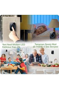 2 Alıcılı Kablosuz Uzaktan Kumandalı LED Kapı Zili ürün fotoğrafı