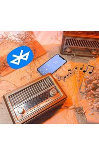 Nostaljik Radyo Fm Ahşap Görünümlü Bluetooth Hoparlör Ahşap Renk Vintage Işıklı Usb Sd ürün fotoğrafı