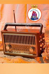 Nostaljik Radyo Fm Ahşap Görünümlü Bluetooth Hoparlör Ahşap Renk Vintage Işıklı Usb Sd ürün fotoğrafı