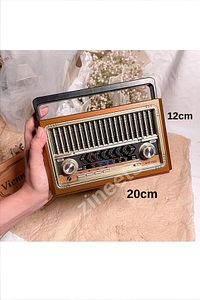 Nostaljik Radyo Fm Ahşap Görünümlü Bluetooth Hoparlör Ahşap Renk Vintage Işıklı Usb Sd ürün fotoğrafı