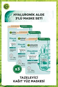 Hyaluronik Aloe Tazeleyici Kağıt Yüz Maskesi 3'lü Set ürün fotoğrafı