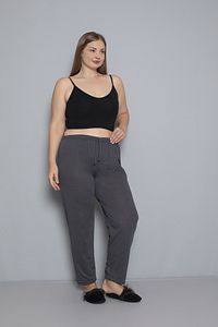 Büyük Beden Kadın Pamuklu Beli Lastikli İnce Kumaş Cepsiz Pijama Altı ürün fotoğrafı
