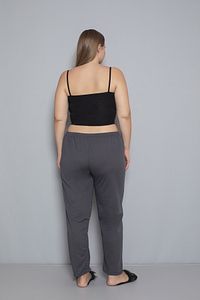 Büyük Beden Kadın Pamuklu Beli Lastikli İnce Kumaş Cepsiz Pijama Altı ürün fotoğrafı