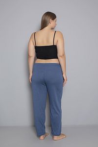Büyük Beden Kadın Pamuklu Beli Lastikli İnce Kumaş Cepsiz Pijama Altı ürün fotoğrafı