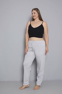Büyük Beden Kadın Pamuklu Beli Lastikli İnce Kumaş Cepsiz Pijama Altı ürün fotoğrafı