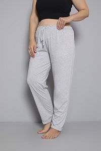 Büyük Beden Kadın Pamuklu Beli Lastikli İnce Kumaş Cepsiz Pijama Altı ürün fotoğrafı
