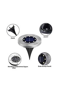 3w Solar Güneş Enerjili Kazıklı Çim & Bahçe Aydınlatma, Ip65,paslanmaz Inox,günışığı Işık Rengi ürün fotoğrafı