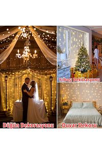 3x3 Metre 8 Fonksiyonlu 300 Ledli Perde Led Işık-uzaktan Kumandalı ürün fotoğrafı