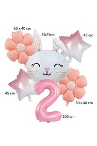 Sevimli Tavşan Konsepti Bebek ve Çocuk Doğum Günü Parti Süsü Balon Seti Folyo Balonları 2 3 4 5 Yaş ürün fotoğrafı