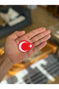 TÜRK BAYRAĞI Ütü İle Yapışan Örme Kumaş Arma Yama Tekstil Patch Kırmızı  Şanlı Türk Bayrağı 4 adet ürün fotoğrafı