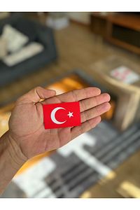 TÜRK BAYRAĞI Ütü İle Yapışan Örme Kumaş Arma Yama Tekstil Patch Kırmızı  Şanlı Türk Bayrağı 4 adet ürün fotoğrafı