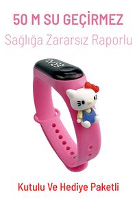 Hello Kitty Figürlü Led Dokunmatik Ekranlı Su Geçirmez Dijital Kız Çocuk Kol Saati (PEMBE) ürün fotoğrafı