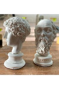 Hermes Ve Socrates Beyaz Heykel Büst 2'li Kutulu Ve Patpata Sarılı Gönderim ürün fotoğrafı
