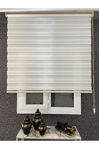 Ithal Bambu Ekru Zebra Stor Perde Eteği Düz (1.kalite Alüminyum Kasa Metal Ayak ürün fotoğrafı