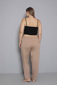 Büyük Beden Kadın Pamuklu Beli Lastikli İnce Kumaş Cepsiz Pijama Altı ürün fotoğrafı