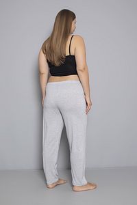Büyük Beden Kadın Pamuklu Beli Lastikli İnce Kumaş Cepsiz Pijama Altı ürün fotoğrafı