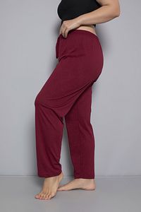 Büyük Beden Kadın Pamuklu Beli Lastikli İnce Kumaş Cepsiz Pijama Altı ürün fotoğrafı