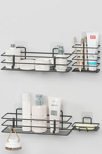 Yapışkanlı Banyo Seti Duş Rafı + Sabunluk + Diş Fırçalık Metal Set ürün fotoğrafı