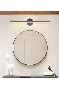 Modern Kablosuz Tak Çalıştır Ledli Pilli Aplik Banyo Tablo Ayna Duvar Aydınlatma Siyah Pil Dahildir ürün fotoğrafı
