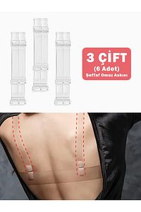 6 Adet (3 ÇİFT) Metal Kancalı Şeffaf Sütyen Askısı ürün fotoğrafı