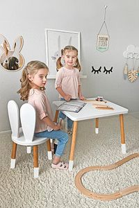 Ahşap Montessori Aktivite Masası Sandalyesi, Bunny Masa Sandalye, 1 Sandalye 1 Masa ürün fotoğrafı