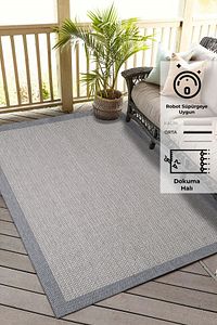 Konfor Sisalux 3092 Gri Jüt Tabanlı Modern Dokuma Kilim Sisal Hasır Halı ürün fotoğrafı