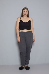 Büyük Beden Kadın Pamuklu Beli Lastikli İnce Kumaş Cepsiz Pijama Altı ürün fotoğrafı
