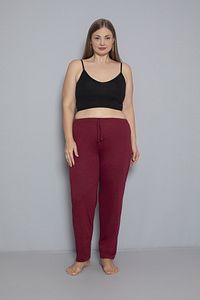 Büyük Beden Kadın Pamuklu Beli Lastikli İnce Kumaş Cepsiz Pijama Altı ürün fotoğrafı
