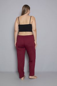 Büyük Beden Kadın Pamuklu Beli Lastikli İnce Kumaş Cepsiz Pijama Altı ürün fotoğrafı
