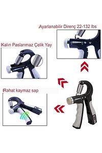 Siyah El Kol Bilek Güçlendirici Egzersiz Aleti 5-60 Kg Karpal Direc El Yayı Cihazı Direnç Yayı ürün fotoğrafı