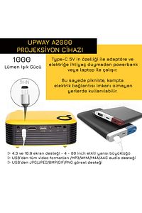 A2000 Hoparlörlü 1000 Lümen Mini Multimedya Ev Sineması 80 inç  Projeksiyon Cihazı ürün fotoğrafı