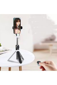 Düz Siyah Bluetooth Kumandalı Selfie Çubuğu-monopod Telefon Tutucu ürün fotoğrafı