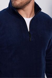 Unisex Standart Fit Rahat Kesim Tüylenme Yapmayan Soğuk Geçirmez Lacivert Dik Yaka Polar Sweatshirt ürün fotoğrafı