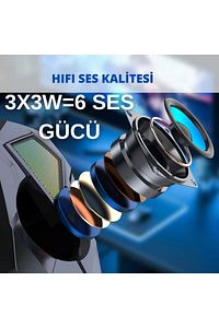 Bilgisayar Hoparlörü Rgb Led Işıklı Gaming Oyuncu Hoparlörü 3.5mm Jack Usb Speaker 1+1 Ses Sistemi ürün fotoğrafı
