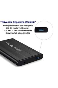 2126s 2.5 Inç Usb 3.0 Sata Harddisk Hdd Kutusu 5 Gbps Kılıf - Siyah Aluminyum Ssd ürün fotoğrafı