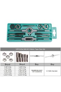 12 Parça Klavuz Pafta Seti Metrik Set M6-m12 Arası 12li Takım Full Set. ürün fotoğrafı