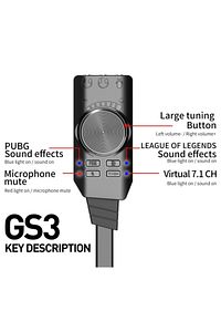3185 Usb Ses Kartı Harici 7.1 Uyumlu Dönüştürücü Plextone Gs3 Pubg Lol Mikrofon Destekli ürün fotoğrafı