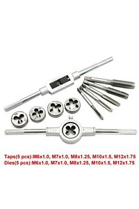 12 Parça Klavuz Pafta Seti Metrik Set M6-m12 Arası 12li Takım Full Set. ürün fotoğrafı
