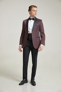 Ds Damat Slim Fit Bordo Jakar Desenli Damatlık & Smokin Takim Elbise ürün fotoğrafı
