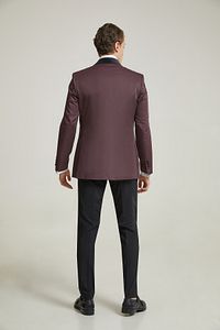 Ds Damat Slim Fit Bordo Jakar Desenli Damatlık & Smokin Takim Elbise ürün fotoğrafı