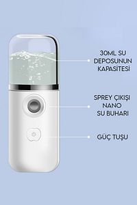 Yüz Nemlendirme Cihazı- Taşınabilir Mini Soğuk Buhar Yüz Nemlendirici Nano Sprey ürün fotoğrafı