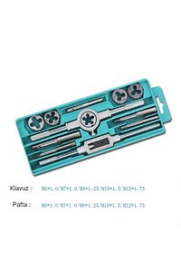 12 Parça Klavuz Pafta Seti Metrik Set M6-m12 Arası 12li Takım Full Set. ürün fotoğrafı